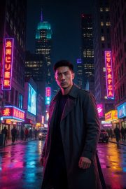 荐片相关推荐犯罪剧集海报,城市夜景,霓虹灯光渲染紧张氛围